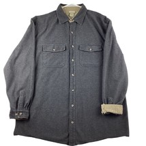 LL Bean Flannel Shirt Men’s Large Tall Gray Flip Cuff Button Up Herringbone L/S - £19.80 GBP