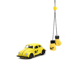 1959 Volkswagen Beetle Yellow with Black Graphics and Boxing Gloves Accessory &quot;P - £16.92 GBP