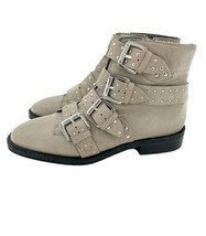 Topshop Boots Beige Leather Studded Buckle Straps Ankle Boots 37 EU New ... - $99.00