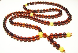 108 Bead Amber  Mala Necklace  Tibetan Rosary  Natural  Baltic Amber Buddhism - £124.76 GBP