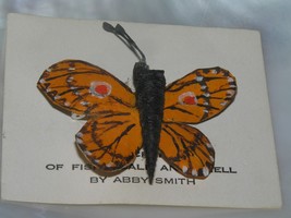 Vintage Abby Smith Handcrafted Monarch Butterfly from Fish Scale &amp; Seashell Pin - £9.66 GBP
