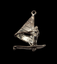 Vintage Silver Tone Sailboat Sailing Boat Ocean Sea Charm Pendant - $13.69