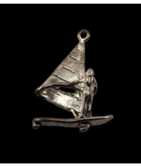 Vintage Silver Tone Sailboat Sailing Boat Ocean Sea Charm Pendant - $256.97 MXN