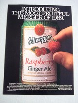 1989 Color Ad Schweppes Raspberry Ginger Ale Most Fruitful Merger of 1989 - $8.99
