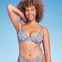Women&#39;S Underwire Chain Strap Detail Bikini Top - Blue Snake - £12.57 GBP