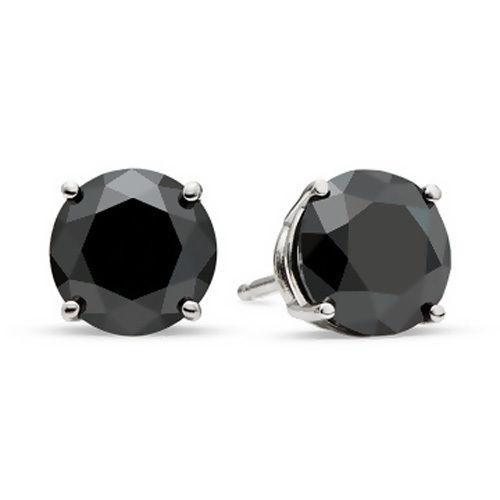 1 1/2Ct Round Brilliant Cut Treated Black Diamond Stud Earring In 14K Gold - £119.22 GBP