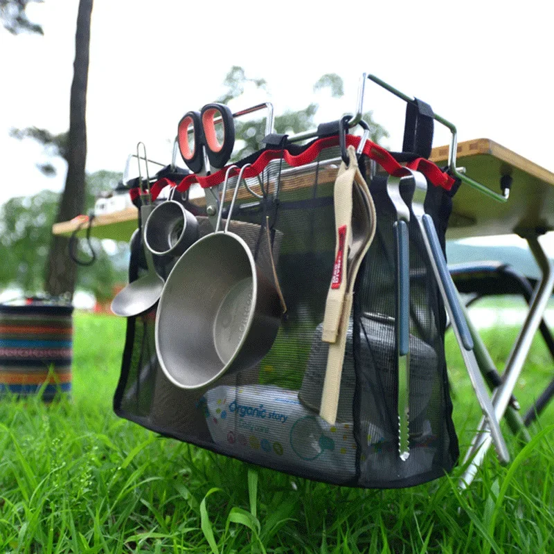 Outdoor Folding Table Storage Hanging Basket Wild Rack Camping Bag Fishi... - £18.69 GBP