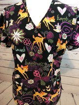 Disney Bambi Thumper Forest Animals Scrub Top size Small Nursing Medical... - $18.21