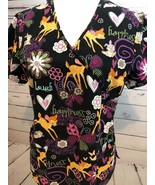 Disney Bambi Thumper Forest Animals Scrub Top size Small Nursing Medical... - €15,70 EUR