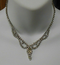 Vintage Faceted Clear Rhinestone Bib /Collar Necklace - £35.48 GBP