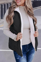 Black Fleece Lined Quilted Zip up Vest Coat - $28.06