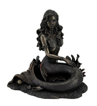 Enchanted Song Bronze Finish Mermaid Sitting On Ocean Floor Statue - $59.39
