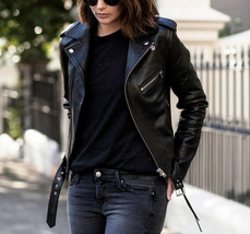 Women&#39;s Brando Cafe Racer Motorcycle Black Jacket - £50.36 GBP+