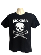 MTV Music Television Jackass Movie Black Graphic T-Shirt Large Skull Stretch - £15.81 GBP