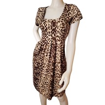 New Robbie Bee Dress Animal Print Pockets Stretch Drape Vintage Leopard - £24.46 GBP