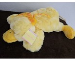 Fine Toy Easter Duck Plush Stuffed Animal Yellow White Lying Down Flower... - $29.68