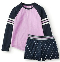 Wonder Nation Girls 2 PC Sleep Set Long Sleeve Shirt &amp; Shorts X-Large (1... - £11.05 GBP