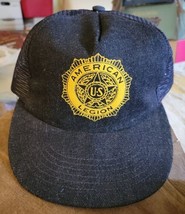 Vintage Mesh Snapback Denim Trucker Hat/Cap American Legion Made In The USA - £22.07 GBP