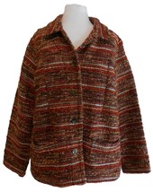 Chicos Womens Blazer Jacket Size 2 Large Jacket Red Orange Nubby Coat Work - £11.76 GBP