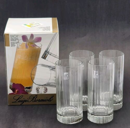 Primary image for 4 LUIGI BORMIOLI BACH Light & Music Blown Crystal Beverage Glasses 14 oz RARE 