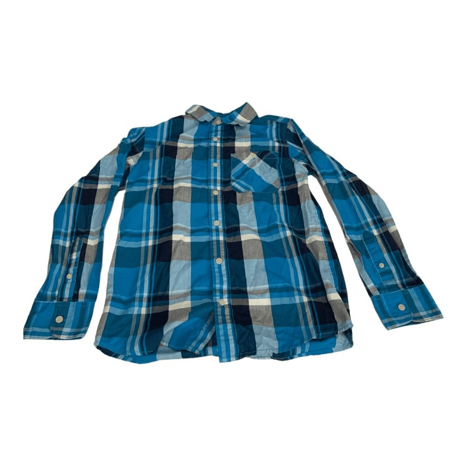 Primary image for Urban Pipeline Youth Boys Plaid Long Sleeved Blue Button Down Shirt Size Large