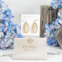 Kendra Scott Elle Faceted White Abalone Vintage Gold Statement Earrings NWT - £58.02 GBP