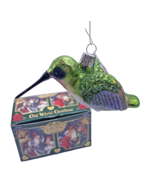 Hummingbird Christmas Ornament Old World Blown Glass Bird Decorative in Box - $27.50