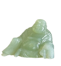 Vintage Chinese Carved Natural Green Jade Buddha Statue Sculpture - £155.03 GBP
