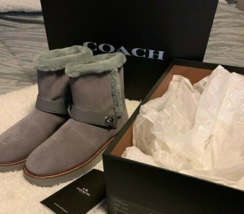 Coach Illia Winter Boots Grey Suede Women&#39;s 9.5 NEW IN BOX - £104.99 GBP
