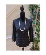 ELLE Sweater Women's Medium Black Pearl Embellished 34 Sleeve Pullover Knit - €23,87 EUR ELLE Sweater Women's Medium Black Pearl Embellished 34 Sleeve Pullover Knit - €23,87 EUR