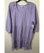 Time And Tru Women’s Lilac Purple Eyelet Knit Tiered Dress Size XXL - $22.76