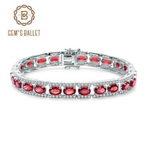 925 Sterling Silver Bracelet 16.80Ct Natural Red Garnet Gemstone Bracelets & Ban - £145.69 GBP
