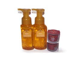 Bath &amp; Body Works Leaves Foaming Soap w Red Apple Wreath Candle - £22.11 GBP