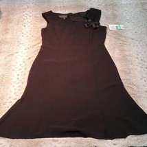 S.L. Fashions Black Bow One Shoulder Detailed Knee Length Dress Size 8 New NWT - £29.61 GBP