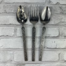 Riviera Monterey Serving Set 3 Pcs Stainless Black Texture Scrolls Japan - $25.02