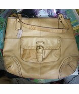 COACH Shoulder Tote Bag Purse~XL~Poppy Whipstitch Leather~Beige Natural~... - $131.00 CAD
