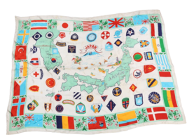 Vintage 50s Distressed Large Silk Japan World Map Military Souvenir Flag 54x70 - $148.45