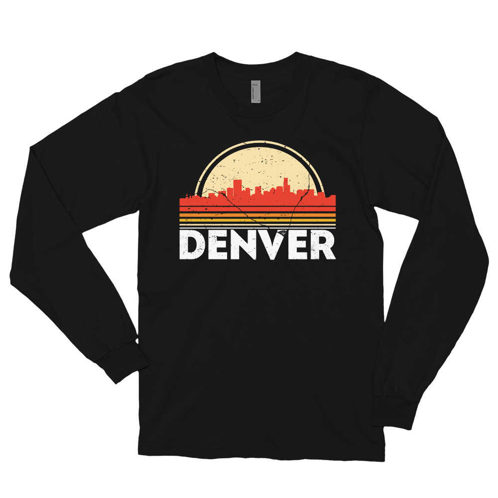 Classic Retro Denver City Skyline Vintage Shirt Long sleeve t-shirt