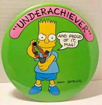 Vintage Bart Simpson Underachiever (1989) Pin-Back Large 6&quot; Button New Old Stock - £7.82 GBP