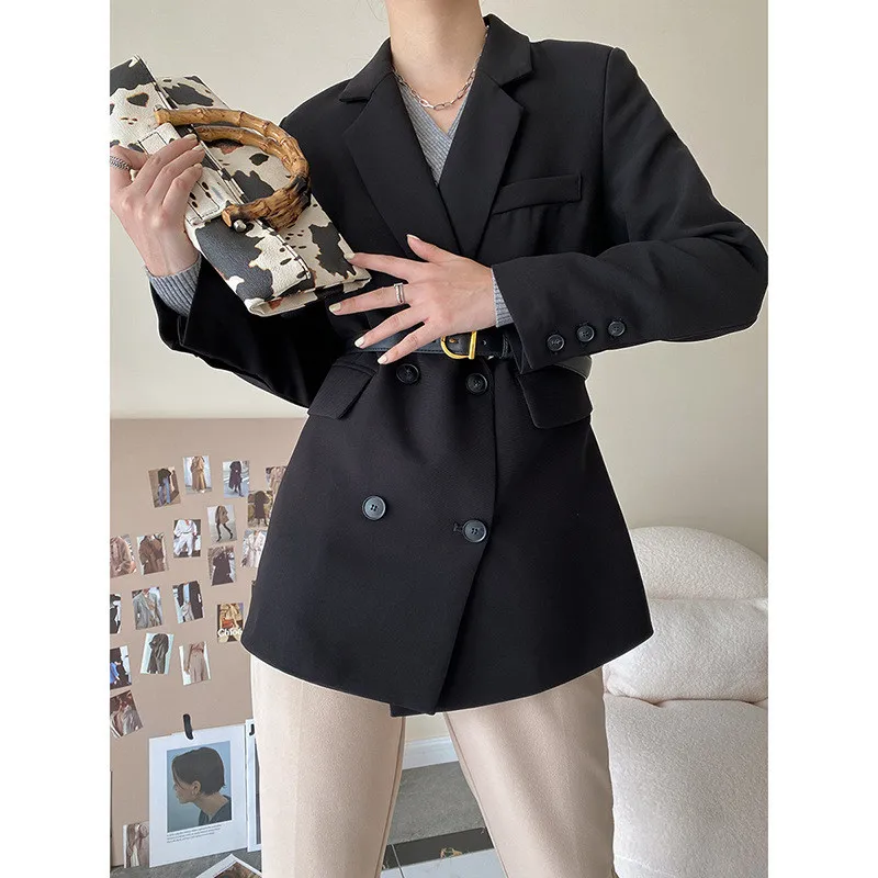 Casual Simple Suit Jacket Women  Spring Autumn  Double-breasted Slim Small Blaze - £201.91 GBP