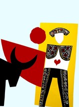 1994.Bullfighter and bull paint vintage 18x24 Poster.Wall Decorative Art.Torero. - £21.04 GBP