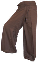 FISA09 darkbrown Fisherman Pants Fisher Wrap Thai Yoga pants trousers Sport - £13.36 GBP