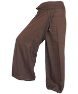 FISA09 darkbrown Fisherman Pants Fisher Wrap Thai Yoga pants trousers Sport - £13.56 GBP