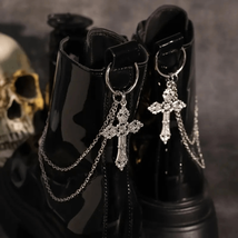 Goth Emo Rave Punk Silver Metal Cross Boot, Shoe Charms Decoration - $285.54 MXN