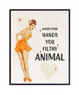 Wash Your Hands - Vintage Style Sign - Bathroom Home Art Pinup Print - F... - $38.97