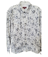 De-Niko Men L L/S Slim Fit White Shirt Geometric Black &amp; Gold Metallic P... - $25.57 CAD