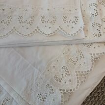 French Country Elegant White Embroidered Cotton Curtains Window Panels 2... - $48.51
