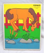 1982 VINTAGE PLAYSKOOL HORSE and FROG 5 Piece WOODEN FRAME TRAY PUZZLE 1... - $274.49 MXN