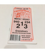 Vintage lucky numbers booklet Grandma&#39;s monthly horoscope guide August 1991 - $362.91 MXN