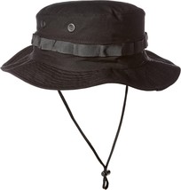 Tru-Spec Black Gen-II Adjustable Boonie Hat Poly-Cotton Rip-Stop Materia... - $23.86